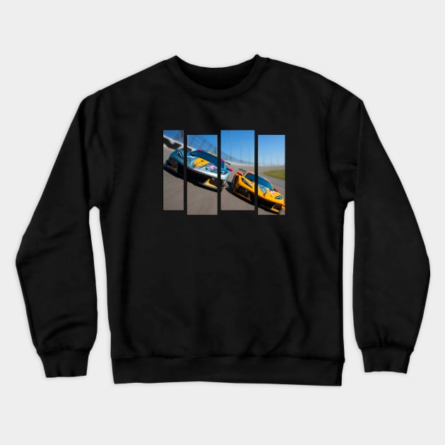 Dual C8.R racecars on Daytona International Speedway race track Supercar Sports car C8 Racing car Crewneck Sweatshirt by Tees 4 Thee